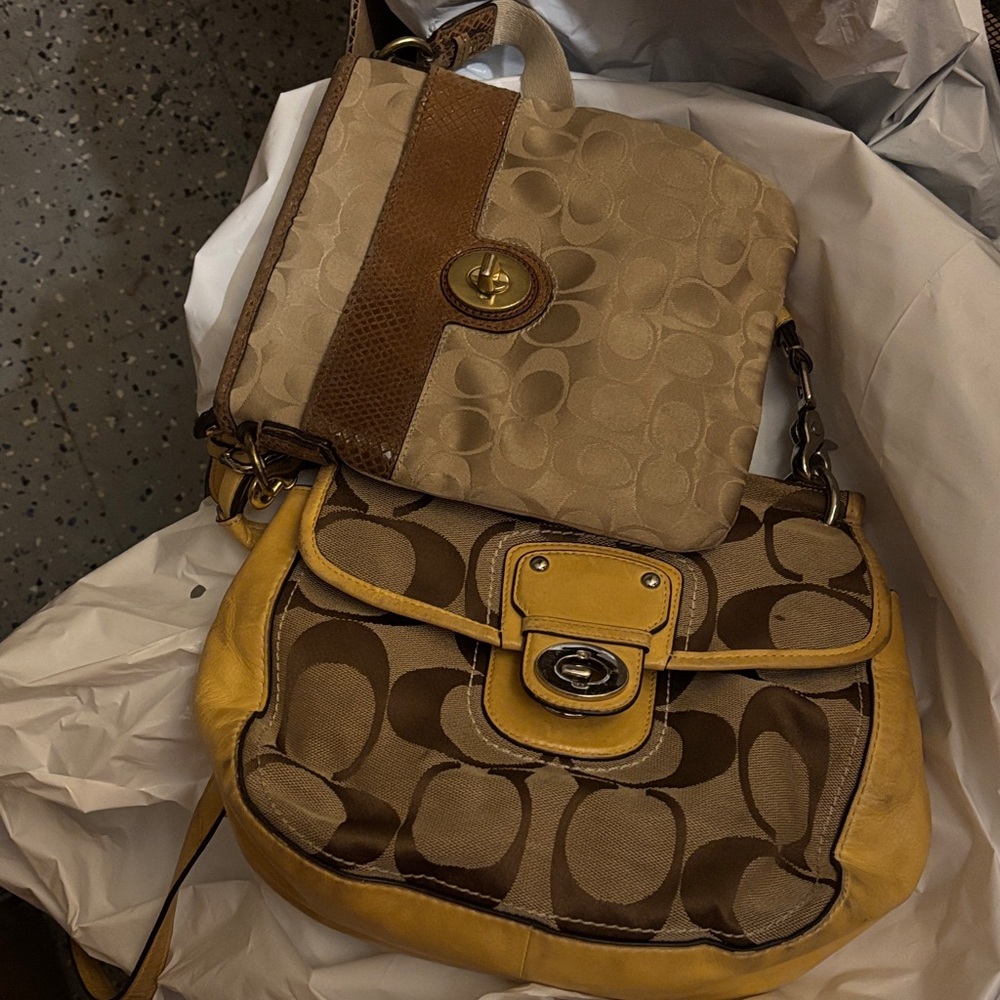 Coach Brown and Yellow Shoulder Bag